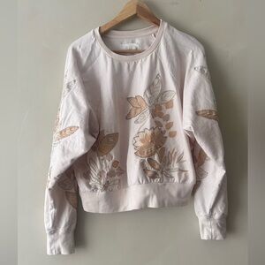 Anthropologie Cream Floral Embroidered Sweatshirt 456